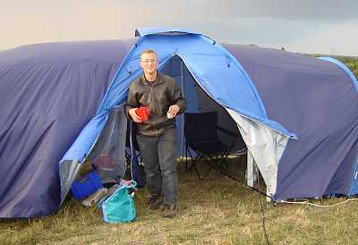 Chris, outside the tent