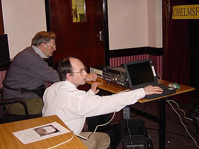 Brian, G3CVI and Iain, G0OZS adjusting the Aerial
                             Tuning Unit.