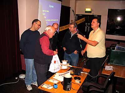 Tom with group at break-time