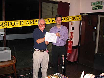 Colin receiving his Award