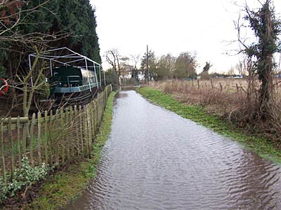 Floods at Sandford Mill approach road