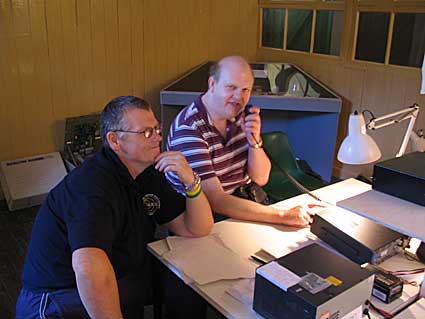 James logging, with Andrew on the microphone