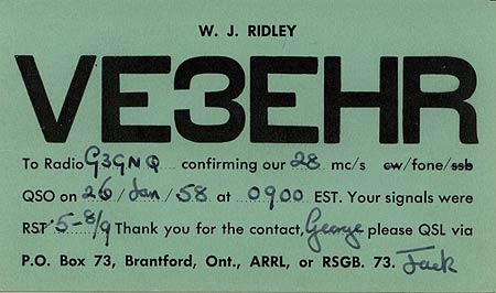VE3EHR QSL Card from 1958